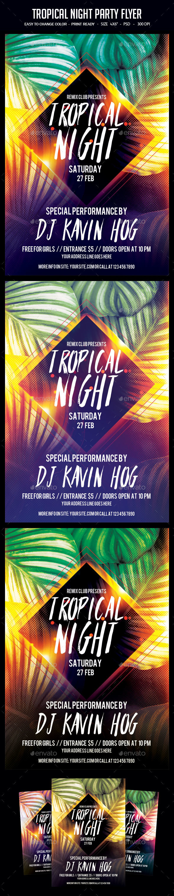 Tropical Night Party Flyer - Clubs & Parties Events