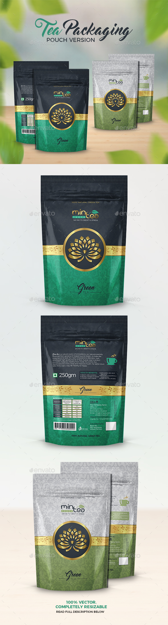 Tea Packaging (Pouch Version) - Packaging Print Templates