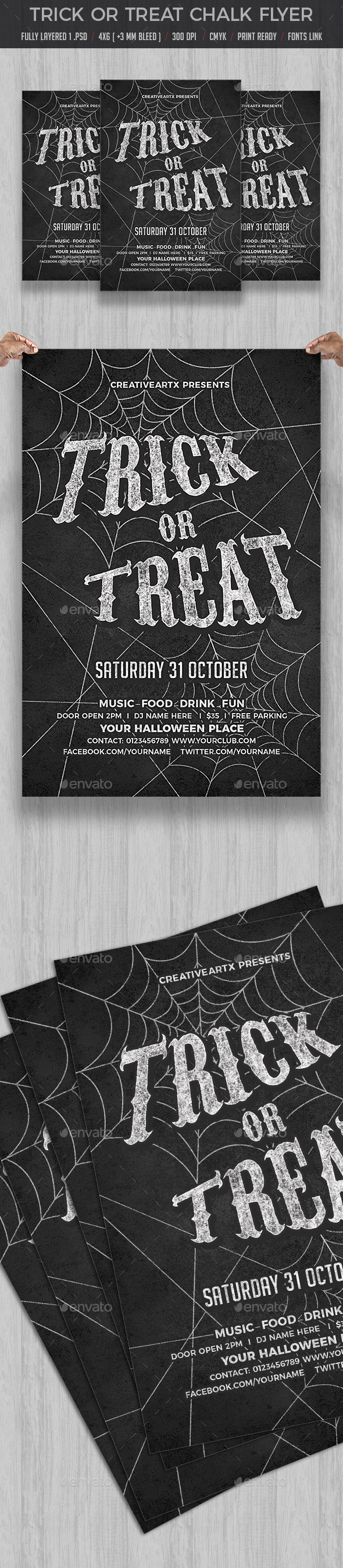 Trick or Treat Chalk Flyer - Events Flyers