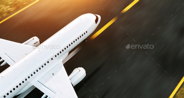 White commercial airplane  - Stock Photo - Images
