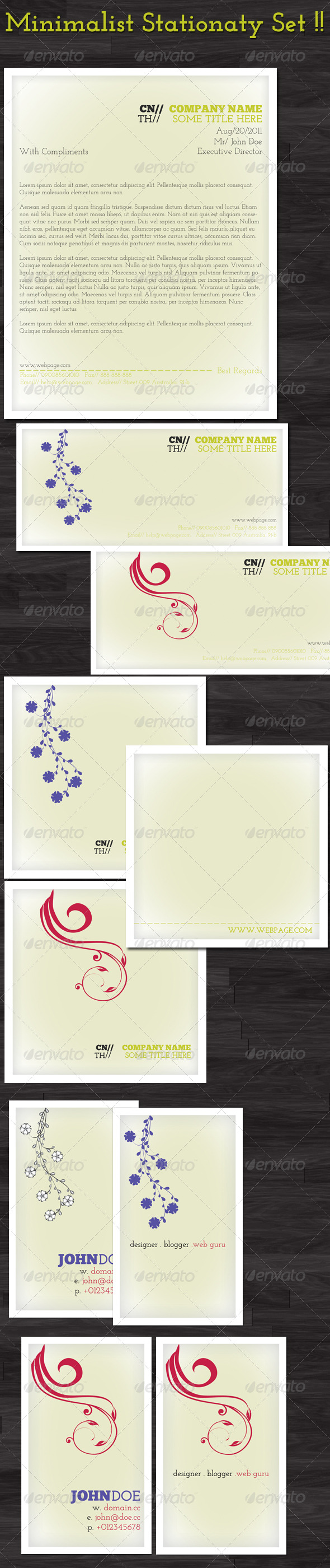 Minimalist Stationary Set - Stationery Print Templates