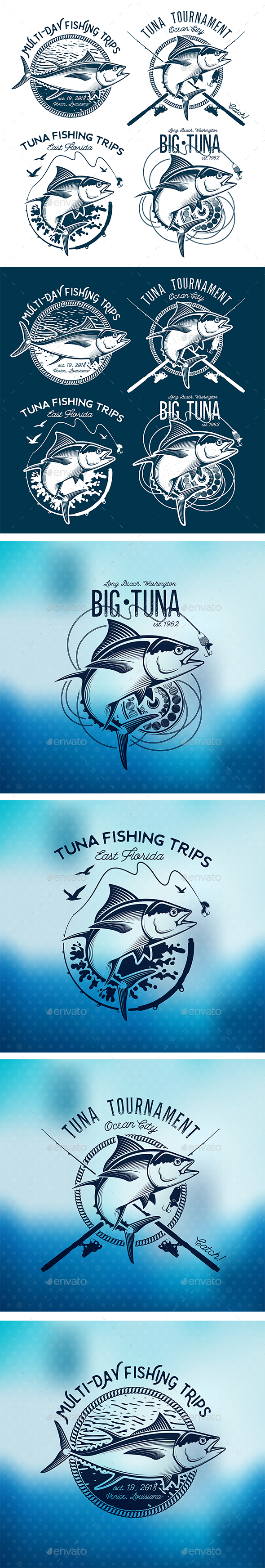 Vintage Tuna Symbols - Sports/Activity Conceptual
