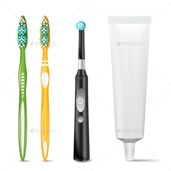 Plastic And Electric Toothbrush, Toothpaste Tube - Man-made Objects Objects