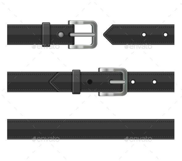 Seamless Black Leather Belts Set. Vector by InFinity GraphicRiver