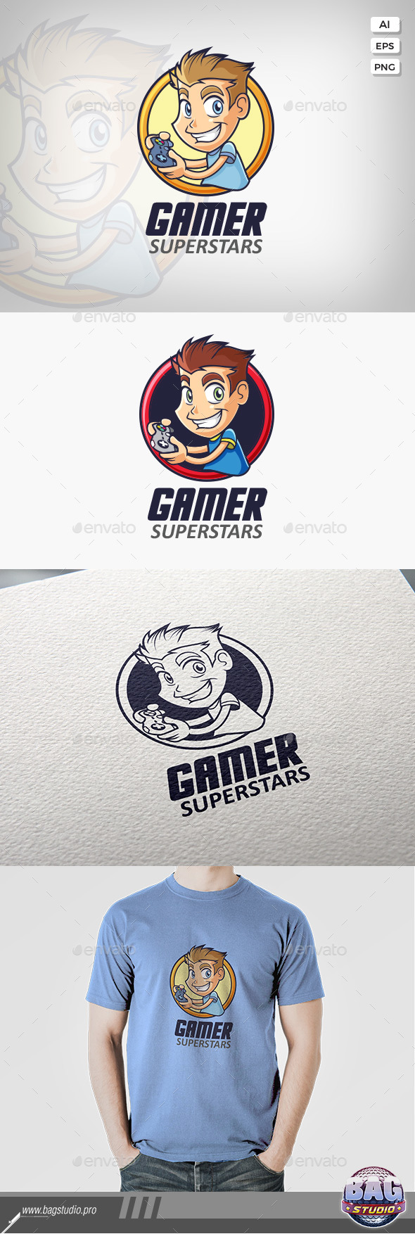 Gamer Guy Logo Template