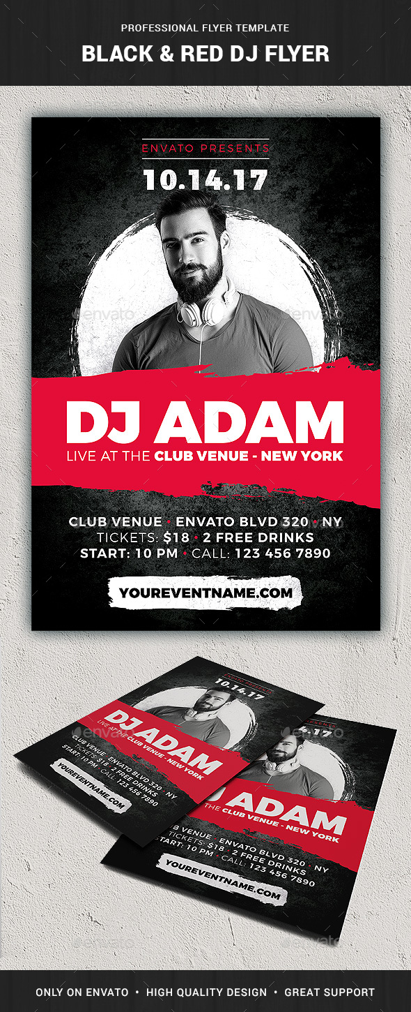Black & Red DJ Flyer Template - Events Flyers