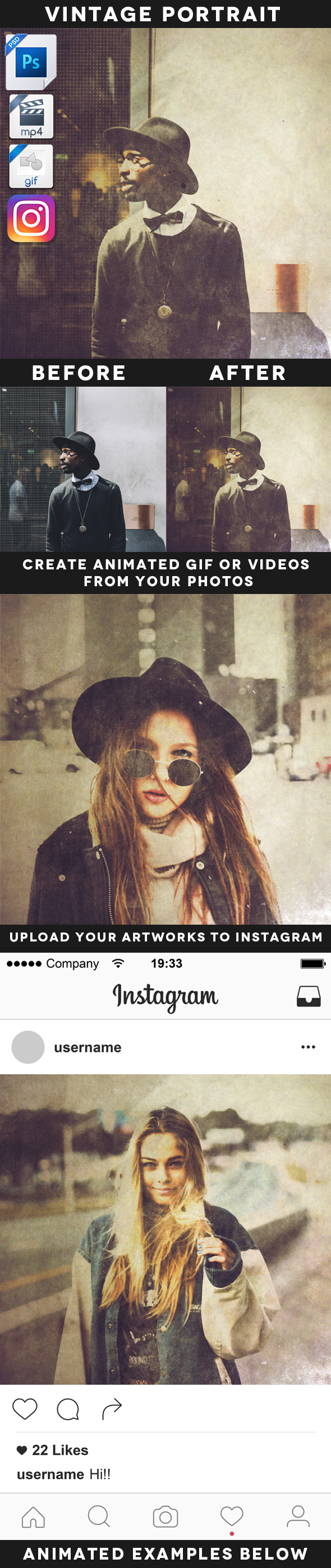 Animated Vintage Photo Action - Photo Effects Actions