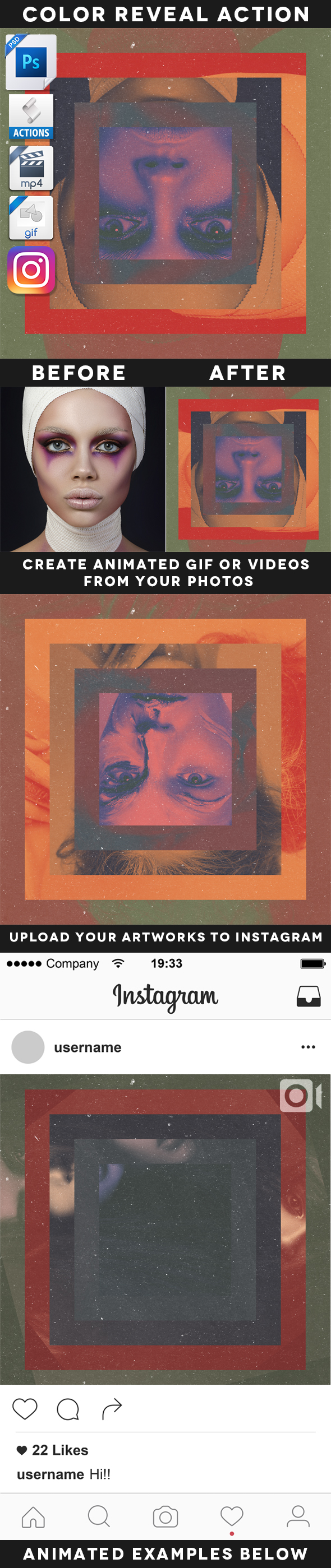 Geometric Color Reveal Action - Photo Effects Actions