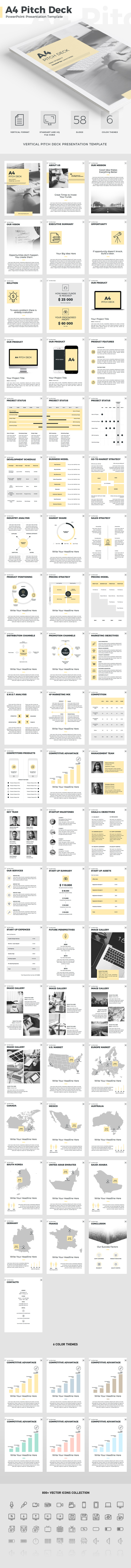 A4 Pitch Deck Vertical PowerPoint Template - Business PowerPoint Templates