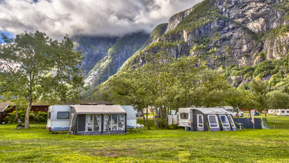 Caravans on norwegian campsite