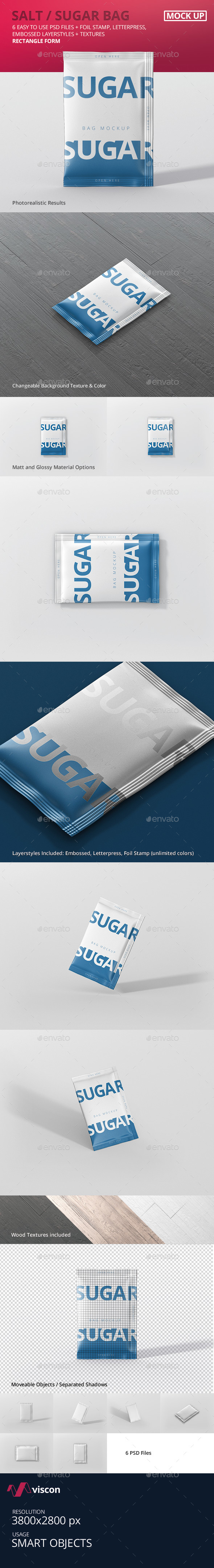 Salt / Sugar Bag Mockup - Rectangle - Food and Drink Packaging