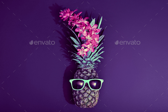 Fashion Hipster Pineapple. Tropical Beach Party