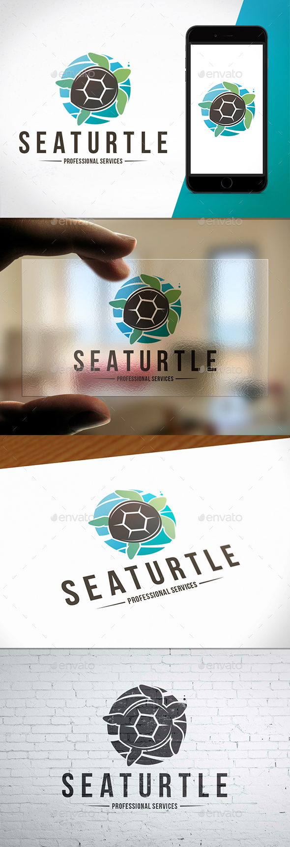 Sea Turtle Colorful Logo - Animals Logo Templates