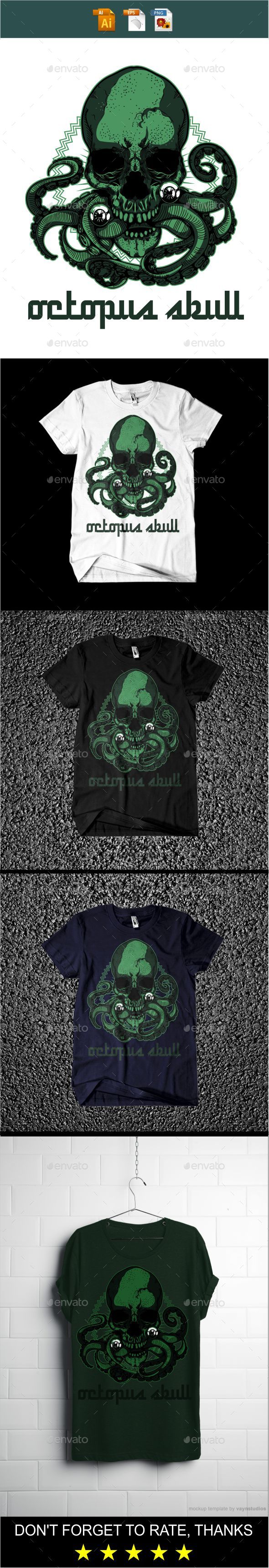 GraphicRiver Octopus Skull T-shirt design 20614100 GraphicRiver Octopus Skull T-shirt design 20614100