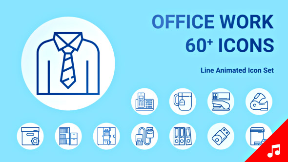 Office Work Animation - Line Icons and Elements