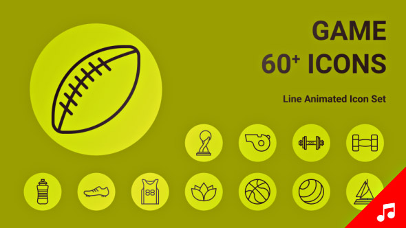 Sport Game Workout Animation - Line Icons and Elements