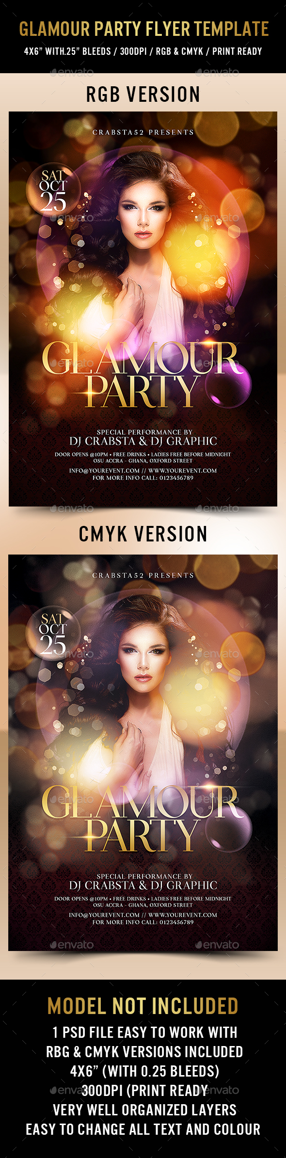 Glamour Party Flyer Template - Flyers Print Templates