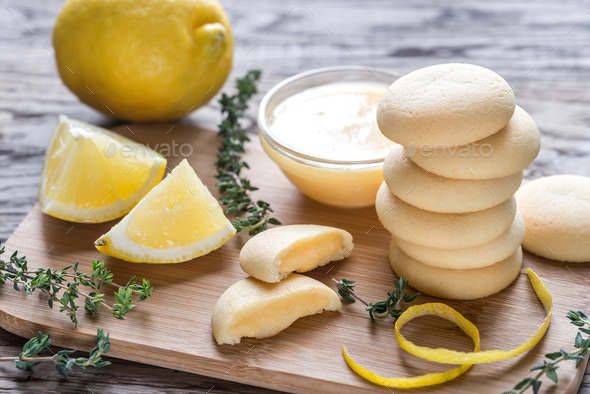 Biscuits filled with lemon cream  - Stock Photo - Images