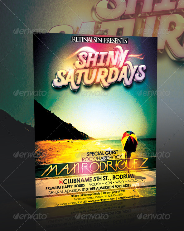 Shiny Saturdays Flyer Template - Clubs & Parties Events