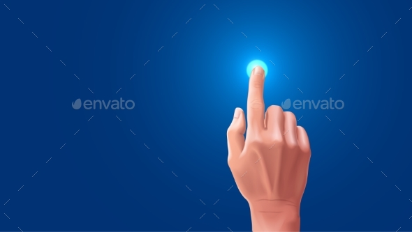 Hand Presses the Index Finger - Computers Technology