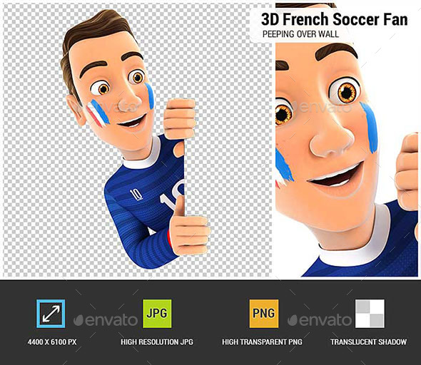 GraphicRiver 3D French Soccer Fan Peeping Over Blank Wall 20615640 GraphicRiver 3D French Soccer Fan Peeping Over Blank Wall 20615640