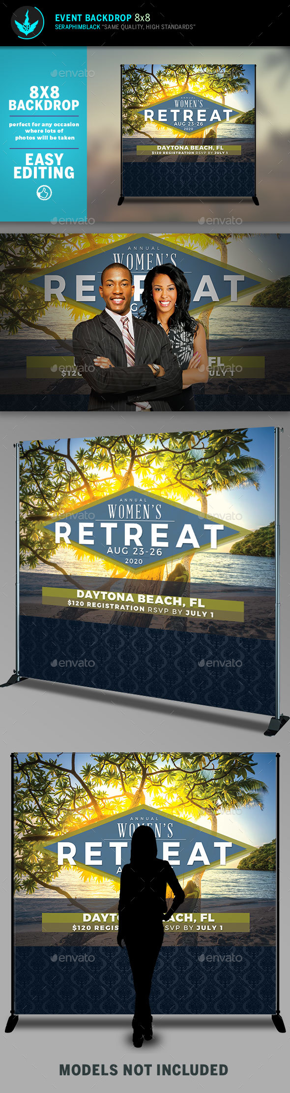 Women's Retreat 8x8 Event Backdrop Template - Signage Print Templates
