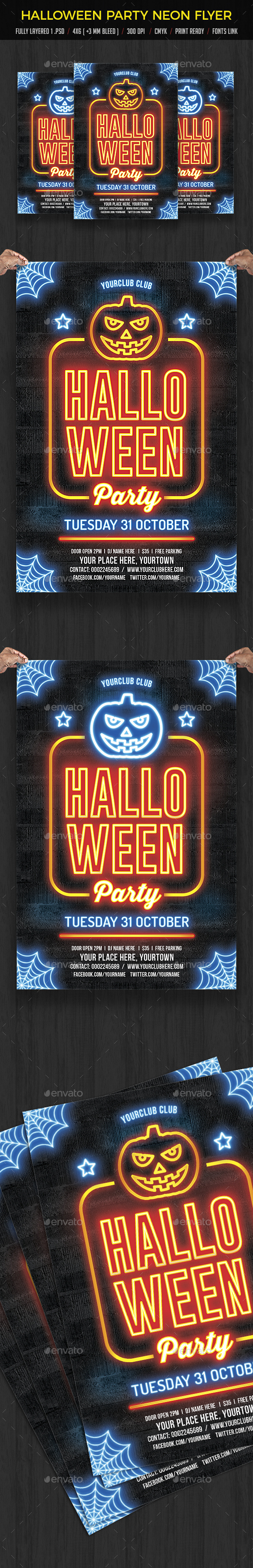 Halloween Party Neon Flyer