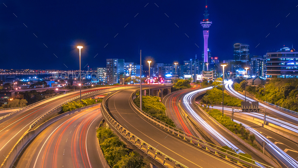 Night Traffic In Auckland City New Zealand Stock Photo By Creativenature Nl