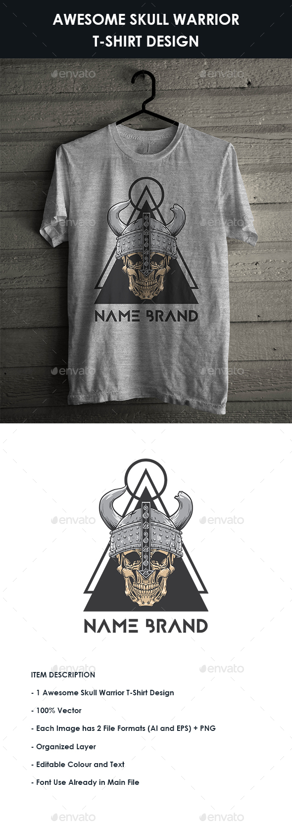 Skull Warrior T-Shirt Design for Your Clothing