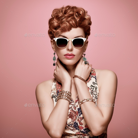Fashion Redhead Model. Stylish Mohawk hairstyle - Stock Photo - Images