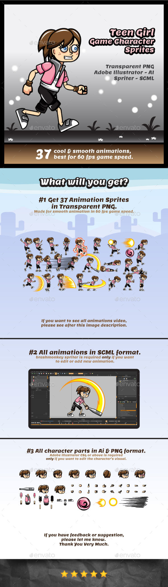 Teen Girl Game Character Sprites - Sprites Game Assets