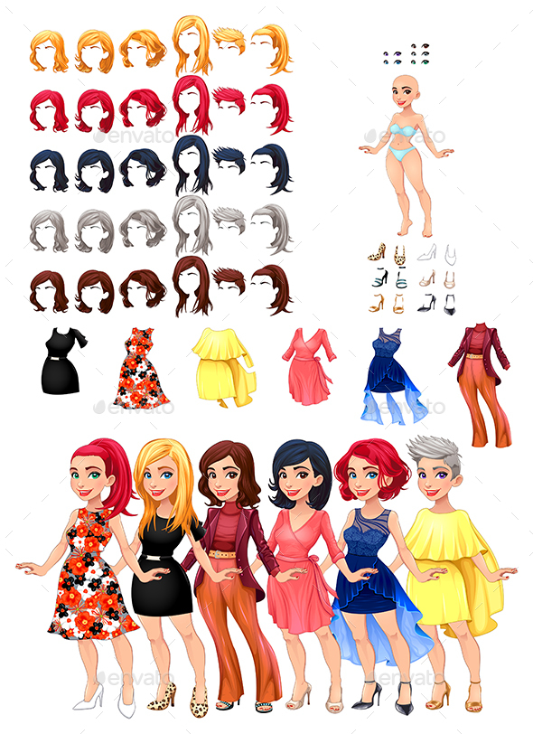 Dresses and Hairstyles Game - People Characters