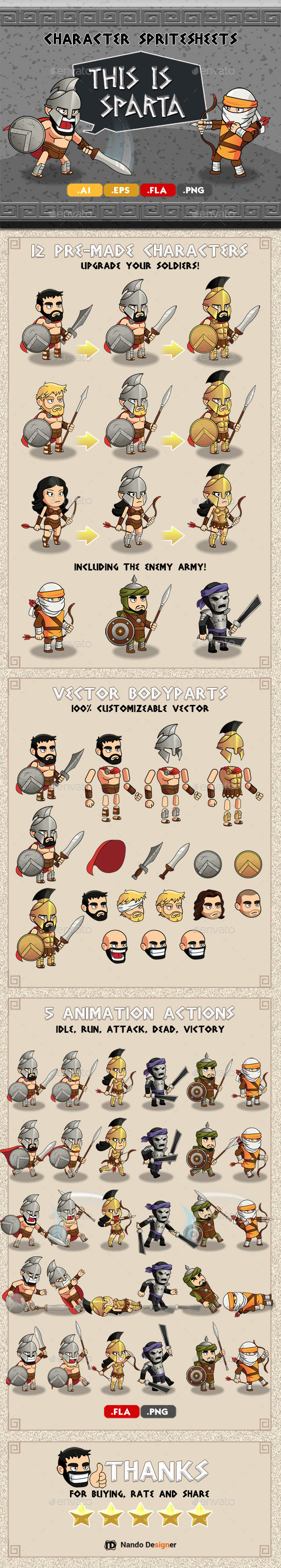 This is Sparta - Characters Pack - Sprites Game Assets