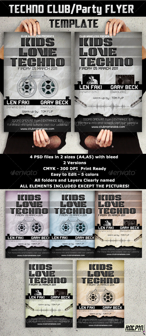 Techno Party/Club Flyers template - Clubs & Parties Events