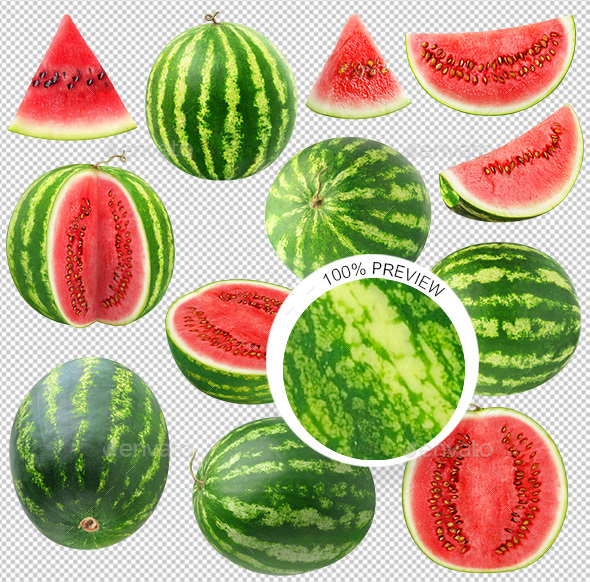 Collection of Isolated Watermelons - Food & Drink Isolated Objects
