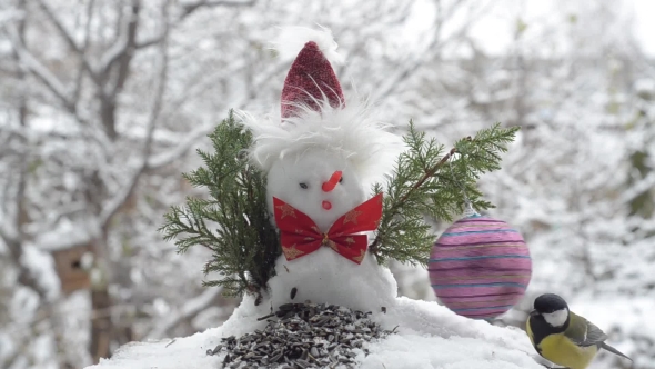 Christmas Snowman and Birds alt