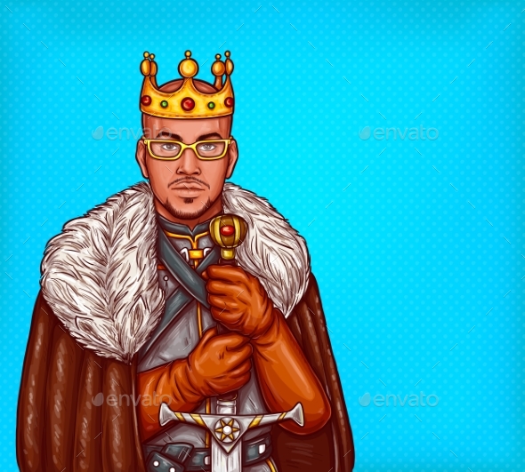 Man in Costume of King of the North Pop Art Vector