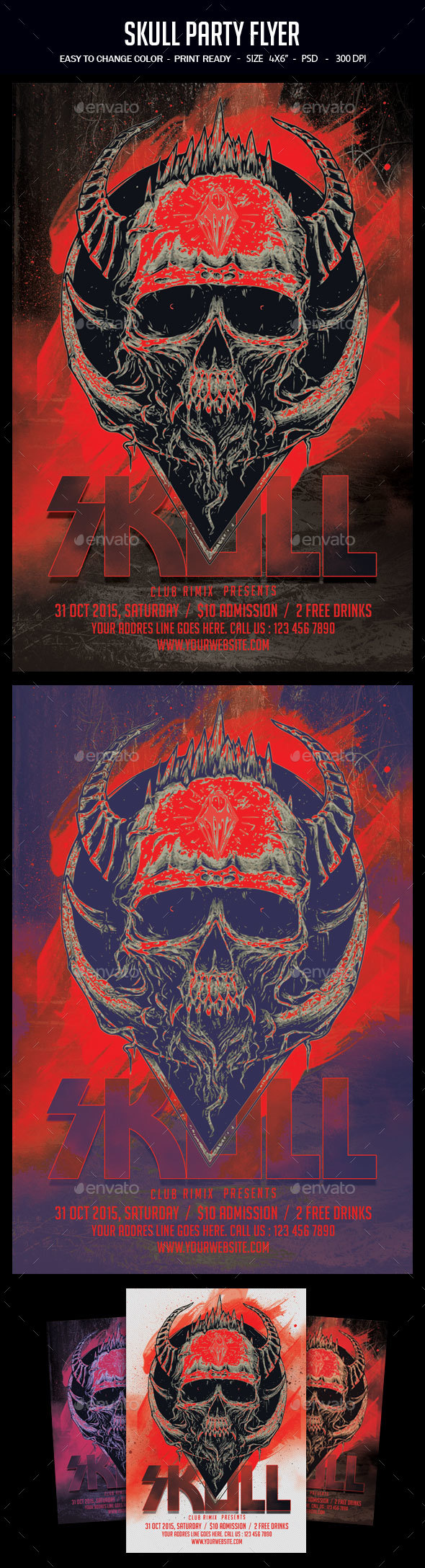 Skull Party Flyer - Clubs & Parties Events