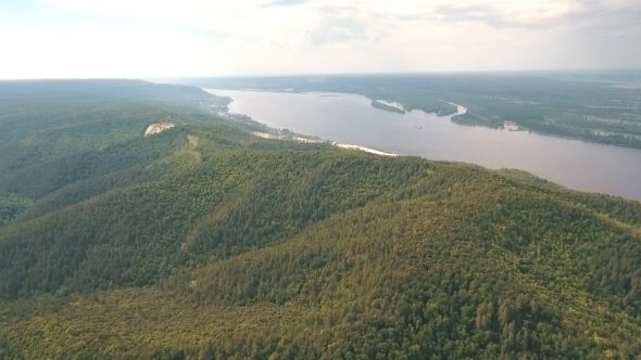 Aerial View on Mountains in the Russian River in the Background