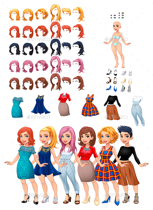 Dresses and Hairstyles Game - People Characters