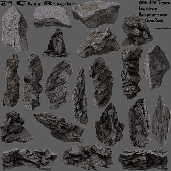 cliff rock set - 3Docean 20622702