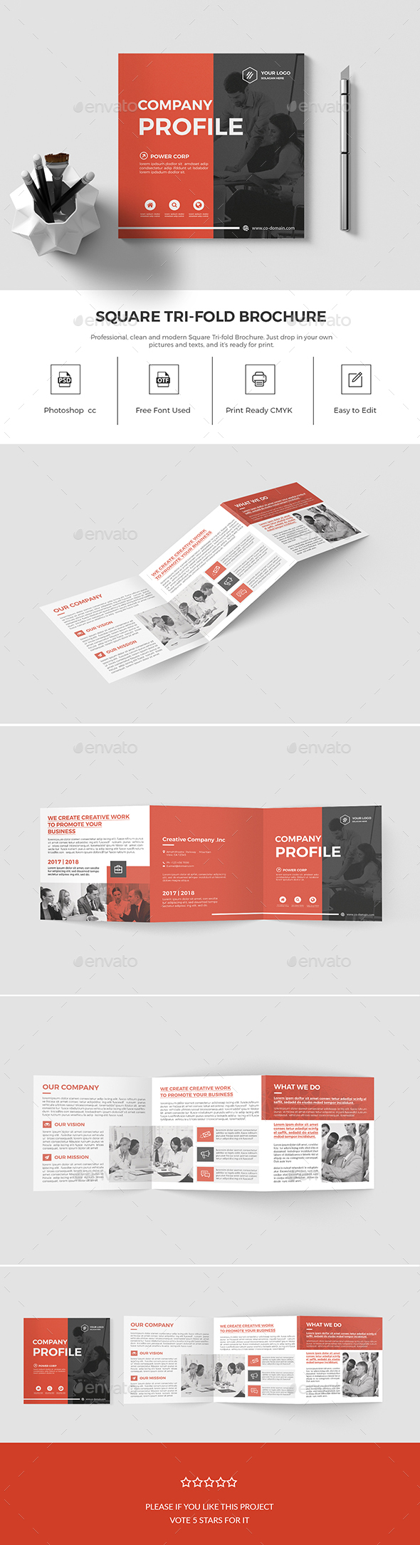 Corporate Square Trifold Brochure - Corporate Brochures