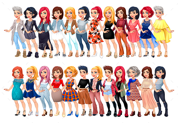 Varied Female Fashion Avatar - People Characters