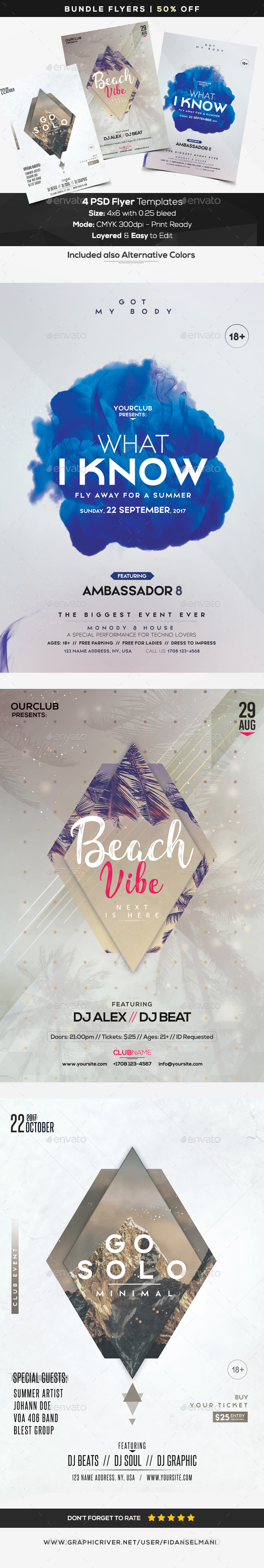 BUNDLE - 3 Minimal Flyers - Flyers Print Templates