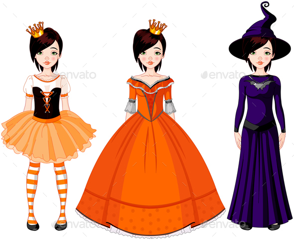 Girl with Dresses for Halloween Party