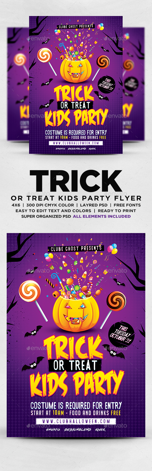 Trick Or Treat Halloween Kids Party Flyer