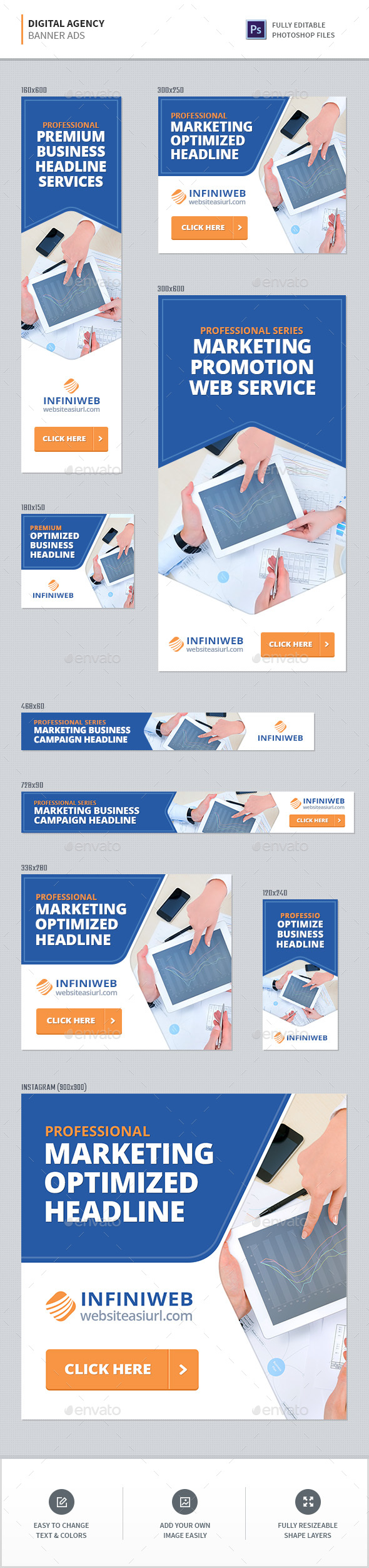 Digital Agency Banners - Banners & Ads Web Elements