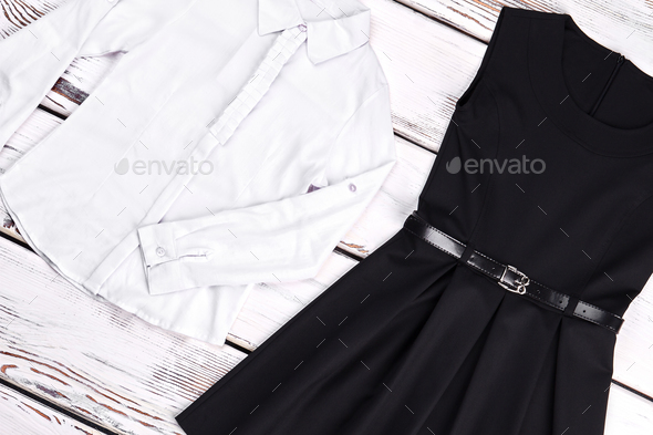 White shirt and black dress for girls