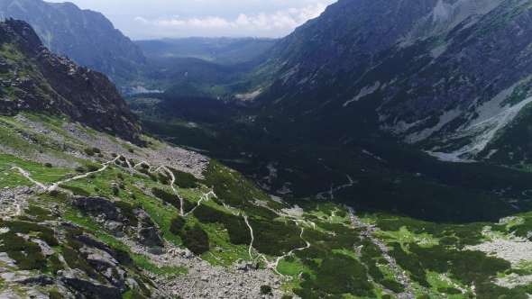 Aerial View of Mountains Landscape