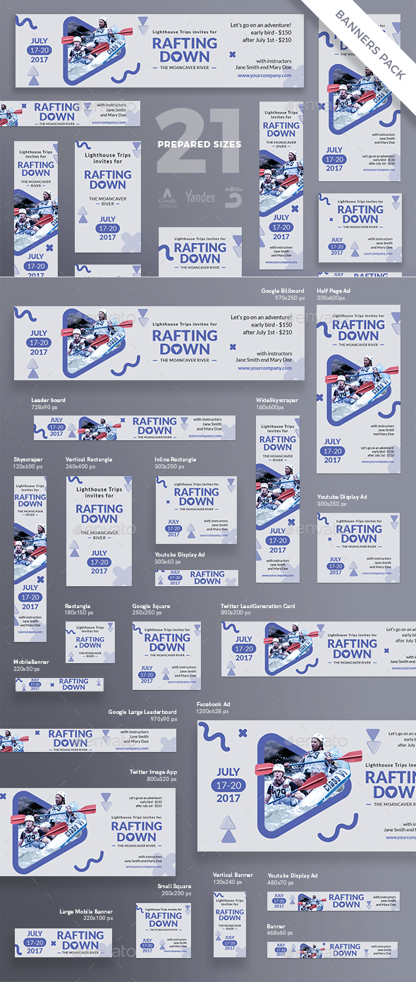 Rafting Banner Pack - Banners & Ads Web Elements